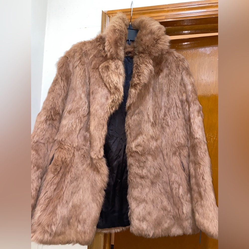 WOMEN TAN/BROWN 100 % FUR JACKET